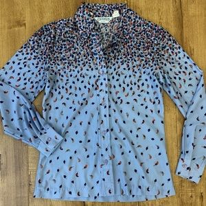VTG 70s Loubella blue fade graphic button up shirt